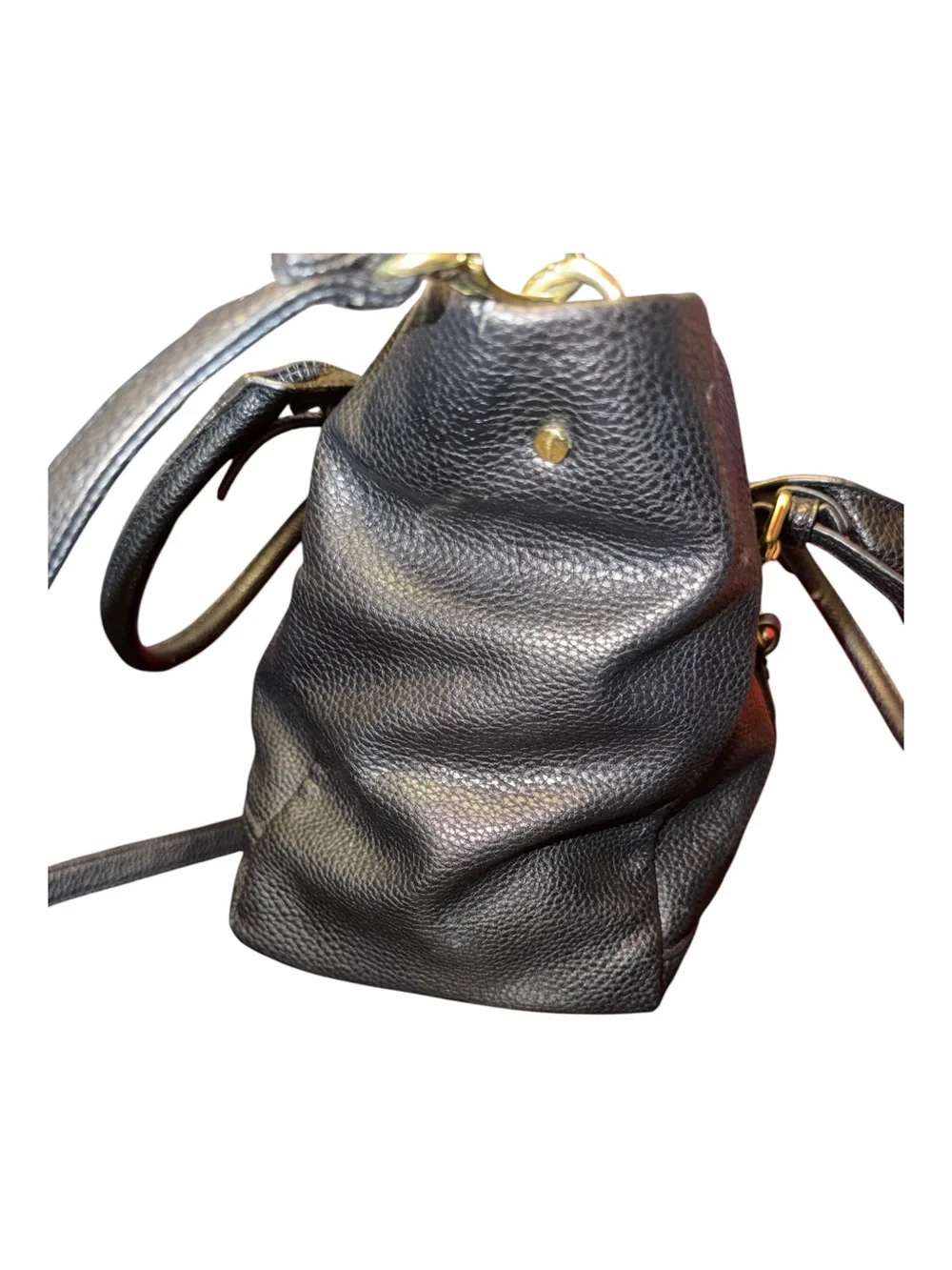 Steve Madden Black Pebbled Faux Leather Satchel Crossbody Shoulder Bag - Picture 2 of 7